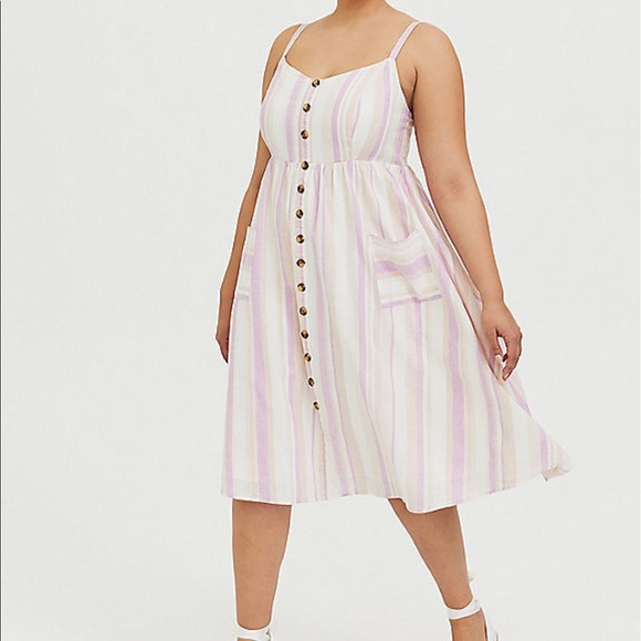 torrid Dresses & Skirts - Nwt Torrid size 0 Multi striped Linen Midi Dress